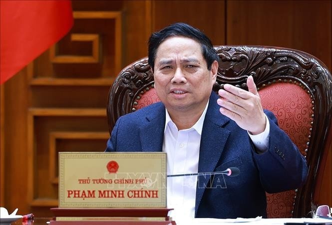 Thủ tướng Phạm Minh Chính chủ trì họp Thường trực Chính phủ về công tác chuẩn bị APEC 2027. Ảnh: Dương Giang/TTXVN