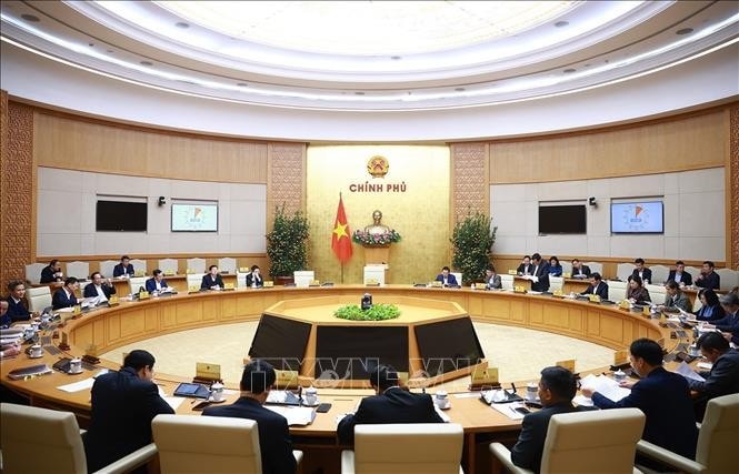 Phiên họp Chính phủ chuyên đề về xây dựng pháp luật tháng 2.2025. Ảnh: Dương Giang/TTXVN