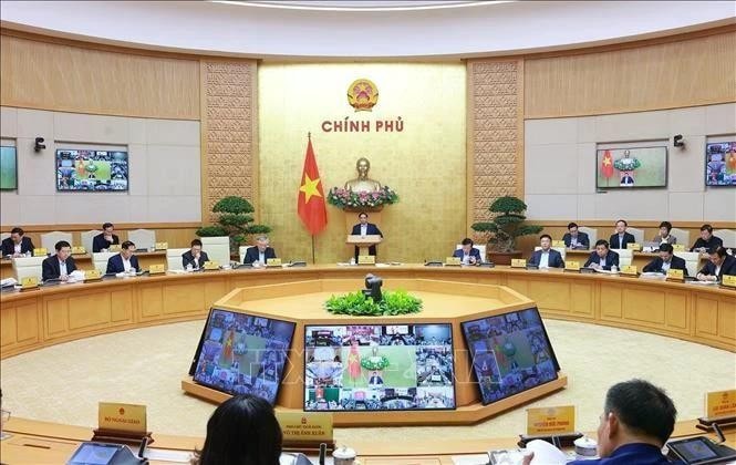 Prime Minister Pham Minh Chinh speaks at the regular Government meeting (Photo: VNA) img-7857.jpg
