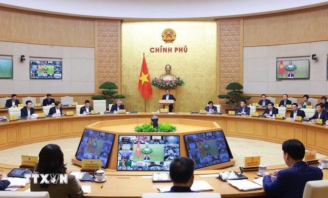 Thủ tướng Phạm Minh Chính chủ trì Phiên họp Chính phủ thường kỳ tháng 2.2025. Ảnh: Dương Giang/TTXVN