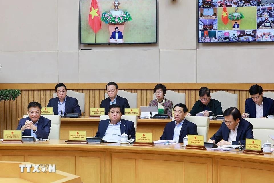 Các Phó Thủ tướng, Bộ trưởng, thủ trưởng các cơ quan thuộc Chính phủ tham dự Phiên họp Chính phủ thường kỳ tháng 2.2025. Ảnh: Dương Giang/TTXVN