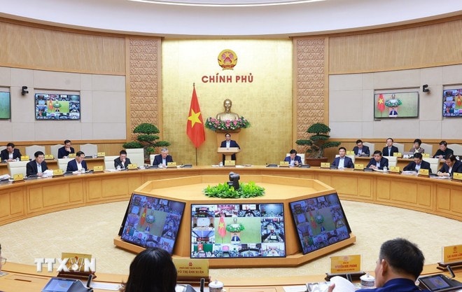 Thủ tướng Phạm Minh Chính chủ trì Phiên họp Chính phủ thường kỳ tháng 2.2025. Ảnh: Dương Giang/TTXVN