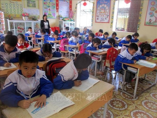 Học sinh huyện Thọ Xuân, tỉnh Thanh Hóa. Ảnh: Nguyễn Nam/TTXVN
