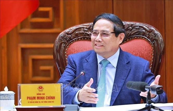 Thủ tướng Phạm Minh Chính phát biểu kết luận Hội nghị của Đảng ủy Chính phủ triển khai việc sáp nhập một số đơn vị cấp tỉnh, không tổ chức cấp huyện, sáp nhập một số đơn vị cấp xã, theo Kết luận số 127-KL/TW ngày 5.3.2025
