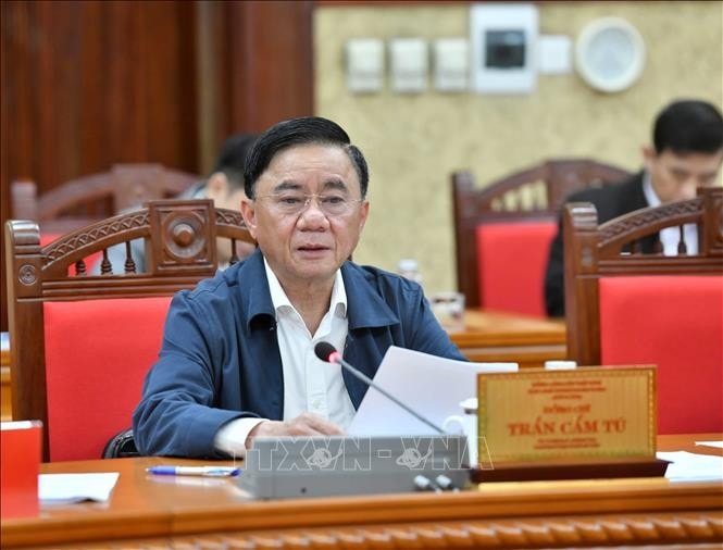 Ủy viên Bộ Chính trị, Thường trực Ban Bí thư Trần Cẩm Tú chủ trì giao ban. Ảnh: Phương Hoa/TTXVN