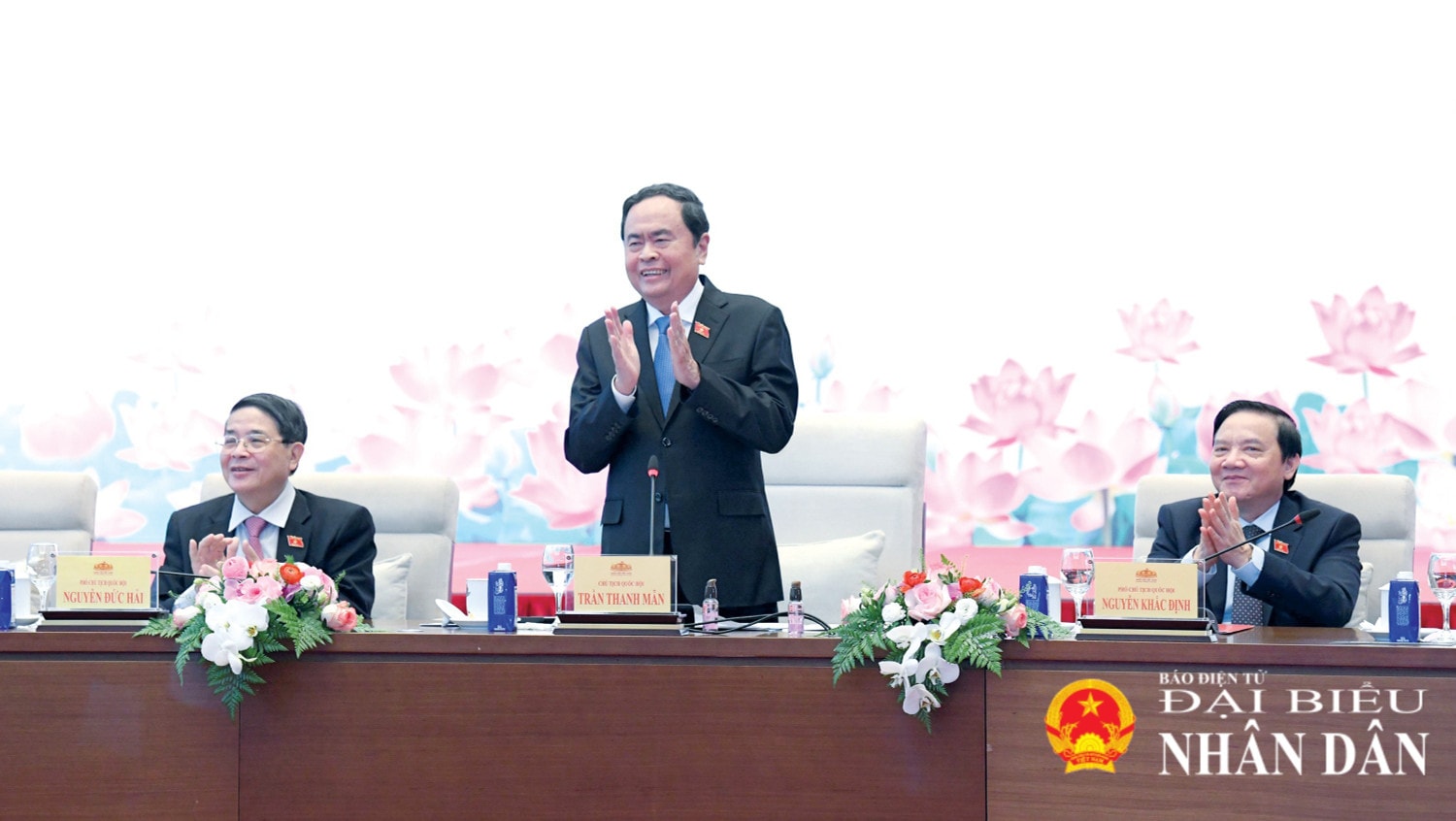 Chủ tịch Quốc hội Trần Thanh Mẫn tại cuộc gặp mặt. Ảnh: Lâm Hiển