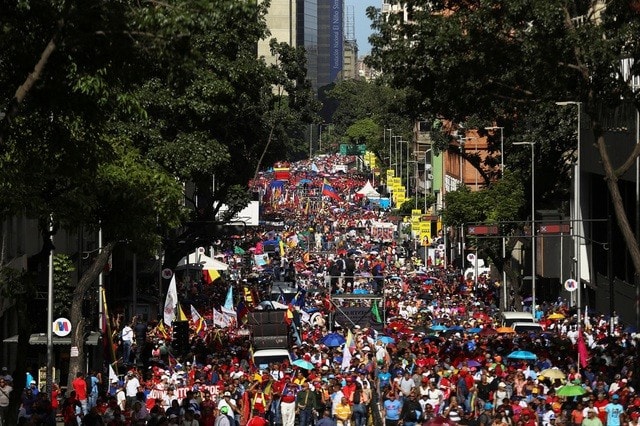 Đoàn người biểu tình tại Caracas, Venezuela vào tháng 8.2024