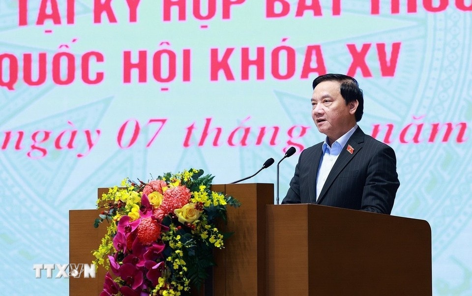 Phó Chủ tịch Quốc hội Nguyễn Khắc Định phát biểu tại Hội nghị