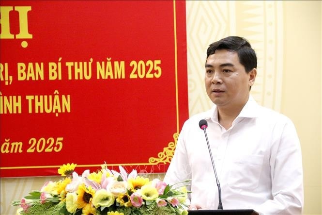 Bí thư Tỉnh ủy Bình Thuận Nguyễn Hoài Anh phát biểu tại buổi làm việc.