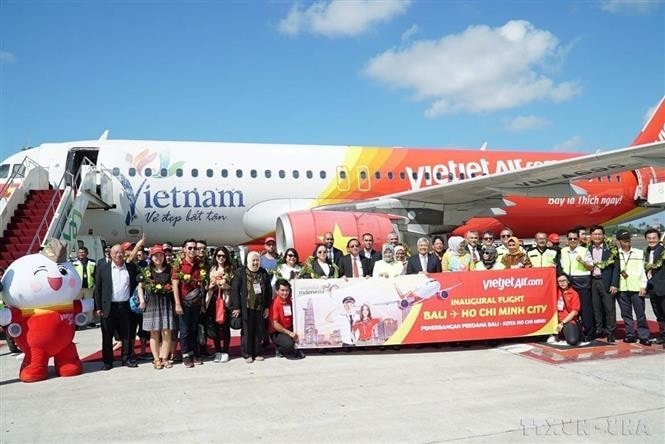 Lễ khai trương đường bay TP. Hồ Chí Minh – Bali, kết nối thành phố lớn nhất Việt Nam và điểm đến du lịch nổi tiếng của Indonesia (29.5.2019). Ảnh: TTXVN
