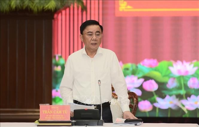 Ủy viên Bộ Chính trị, Thường trực Ban Bí thư Trần Cẩm Tú phát biểu.