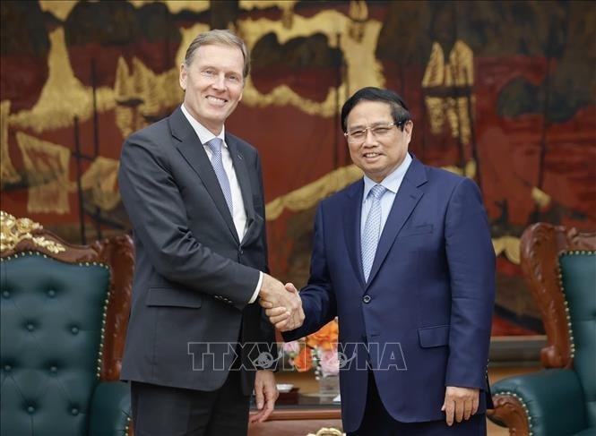 Thủ tướng Phạm Minh Chính tiếp ông Wouter van Wersch, Phó Chủ tịch điều hành toàn cầu Tập đoàn Airbus. Ảnh: Dương Giang/TTXVN
