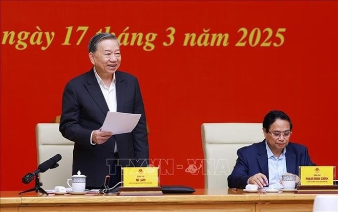 Party General Secretary To Lam speaking at the working session (Photo: VNA) Party General Secretary To Lam speaking at the working session (Photo: VNA)
