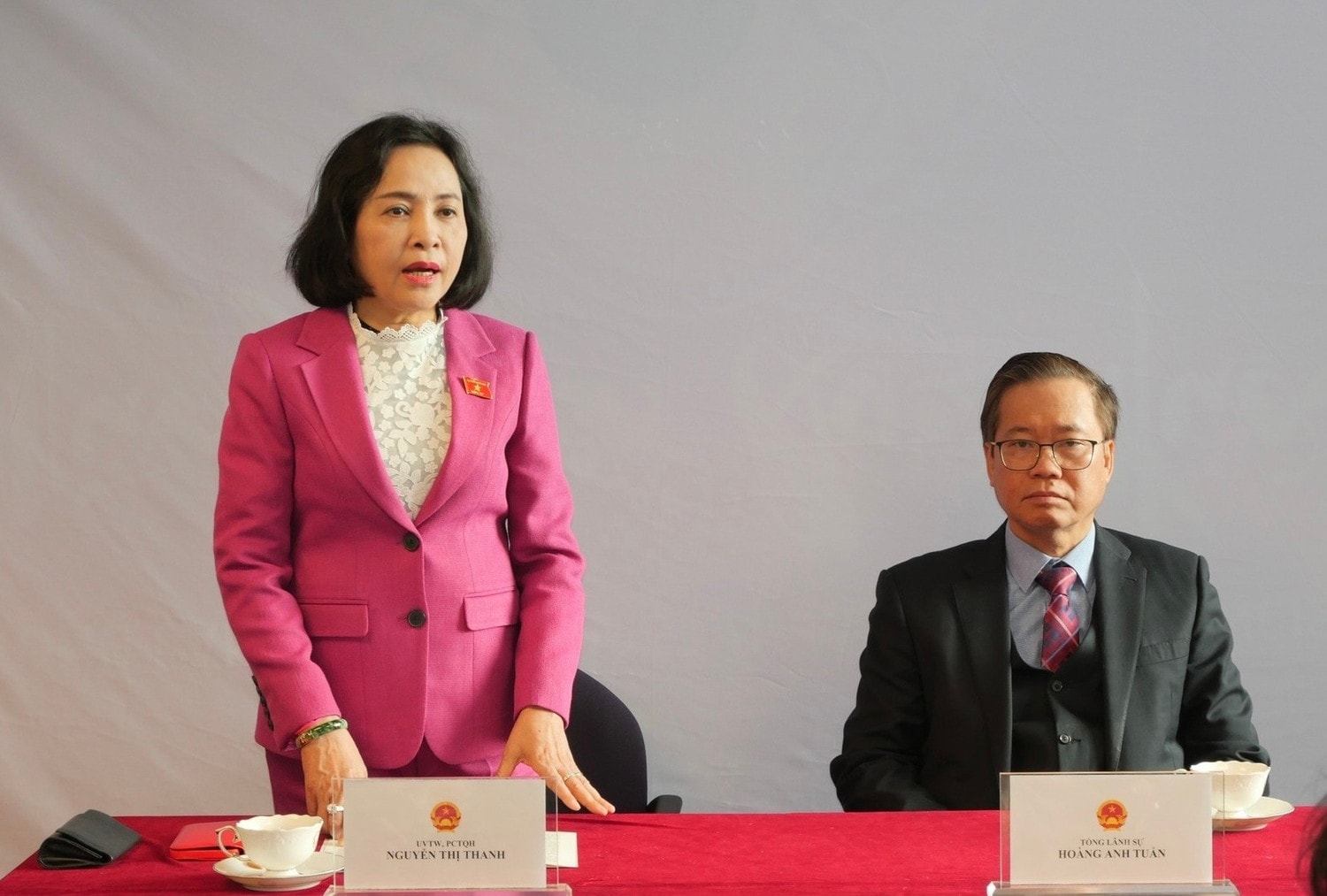 Phó Chủ tịch Quốc hội Nguyễn Thị Thanh phát biểu tại cuộc gặp gỡ cán bộ, nhân viên Tổng Lãnh sự quán Việt Nam tại San Francisco và các cơ quan Việt Nam tại khu vực bờ Tây Hoa Kỳ.
