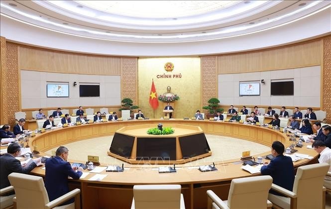 Phiên họp Chính phủ chuyên đề về xây dựng pháp luật tháng 3.2025. Ảnh: Dương Giang/TTXVN
