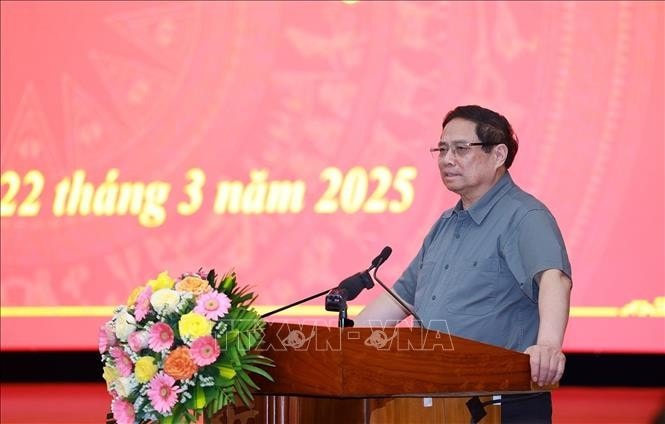 Thủ tướng Phạm Minh Chính kết luận buổi làm việc với Ban Thường vụ Tỉnh ủy Bình Định về tình hình phát triển kinh tế - xã hội. Ảnh: Dương Giang/TTXVN