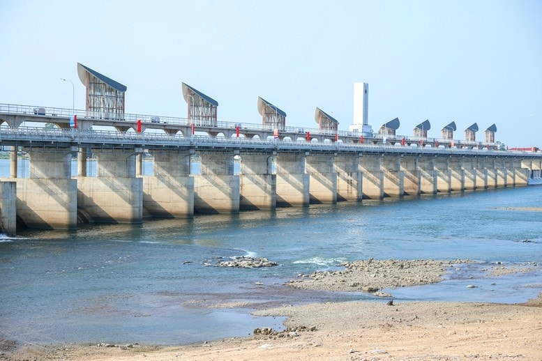 Dự án đập dâng Phú Phong được triển khai từ đầu năm 2022 và hoàn thành tháng 9.2024, vượt 3 tháng so với tiến độ đề ra. Ảnh: VGP/Nhật Bắc