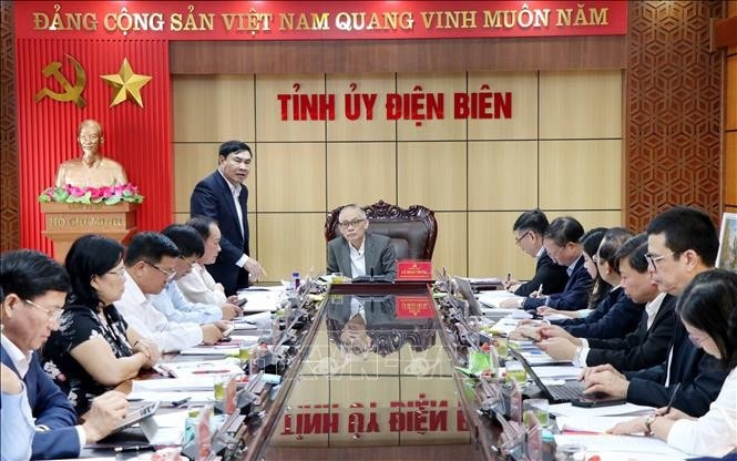Ủy viên Trung ương Đảng, Bí thư Tỉnh ủy Điện Biên Trần Quốc Cường phát biểu