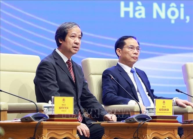Bộ trưởng Bộ Giáo dục và Đào tạo Nguyễn Kim Sơn phát biểu. Ảnh: Dương Giang/TTXVN