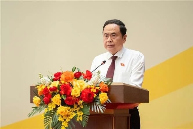 NA Chairman Tran Thanh Man speaks at the meeting. (Photo: Lam Hien) 5da74b5a-3a50-4cef-a381-f0b29953a737.jpg