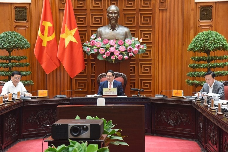 Thủ tướng Phạm Minh Chính chủ trì cuộc họp về các dự thảo đề án quan trọng chuẩn bị trình Bộ Chính trị. Ảnh: VGP/Nhật Bắc