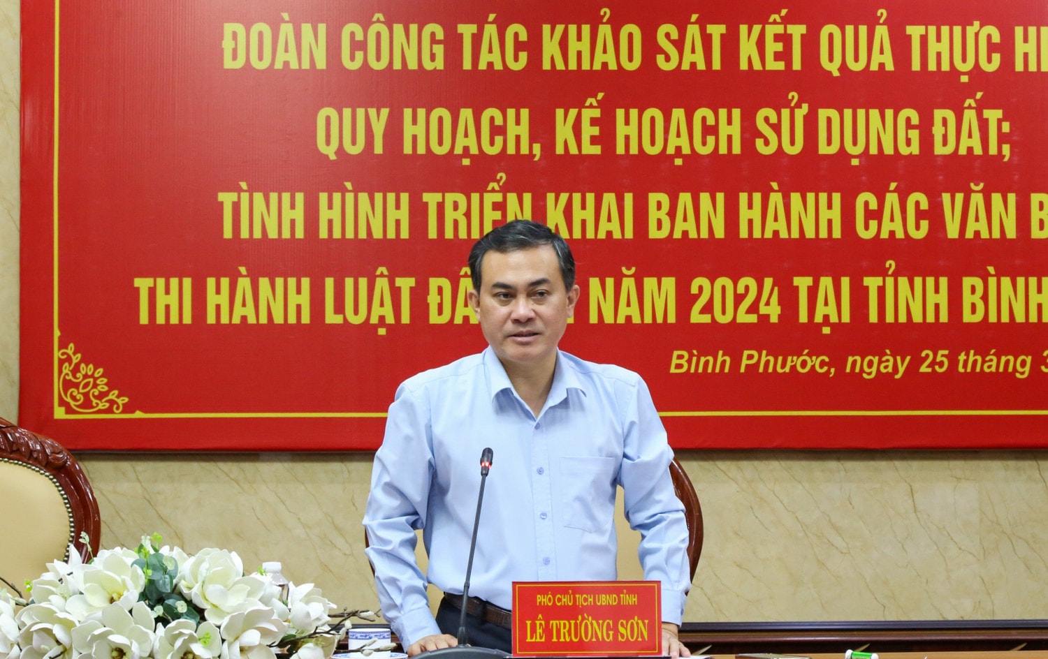Phó Chủ tịch UBND tỉnh Bình Phước Lê Trường Sơn phát biểu