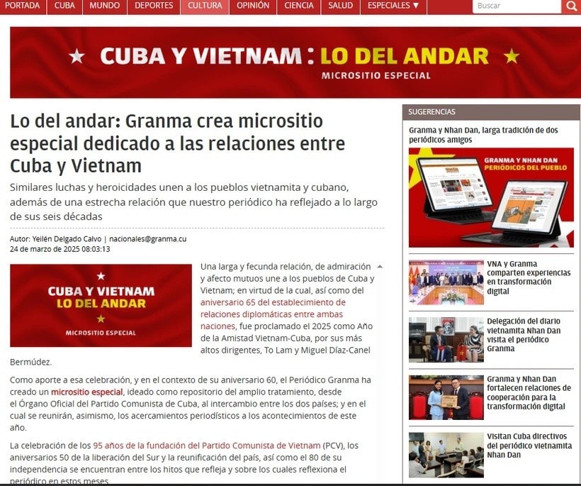 A screenshot of the sub-web (Photo: VNA) gfg.jpg