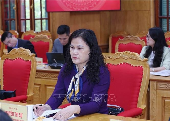 Phó Tổng Giám đốc TTXVN Nguyễn Thị Sự tham dự buổi làm việc. Ảnh: Phương Hoa/TTXVN