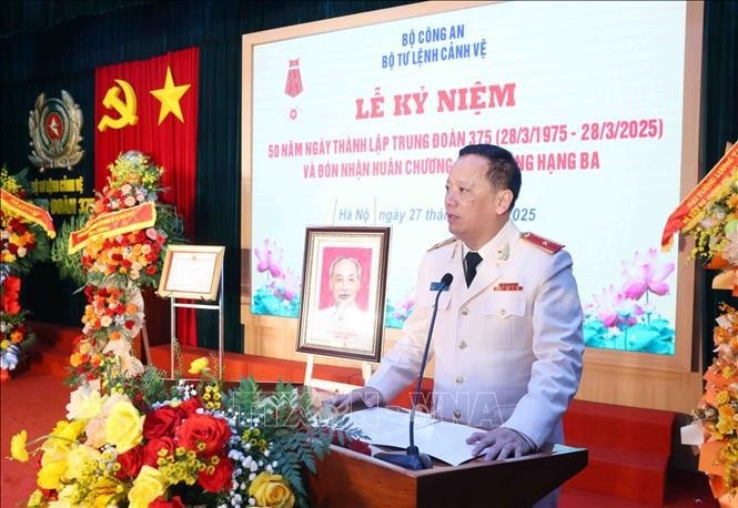 Thiếu tướng Phạm Thanh Hùng, Tư lệnh Bộ Tư lệnh Cảnh vệ, Bộ Công an phát biểu. Ảnh: Phạm Kiên/TTXVN