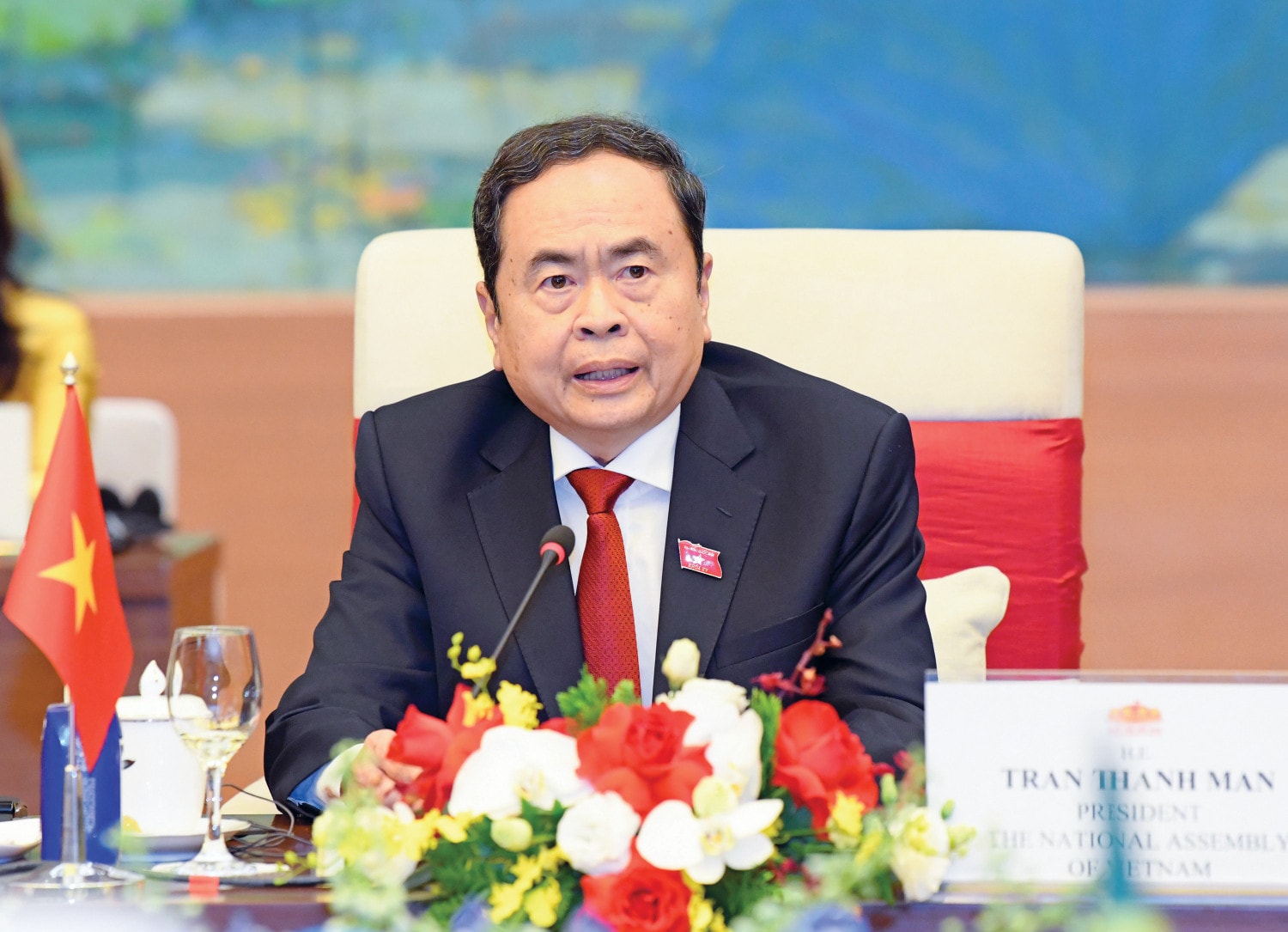 Chủ tịch Quốc hội Trần Thanh Mẫn phát biểu tại cuộc hội kiến. Ảnh: Lâm Hiển