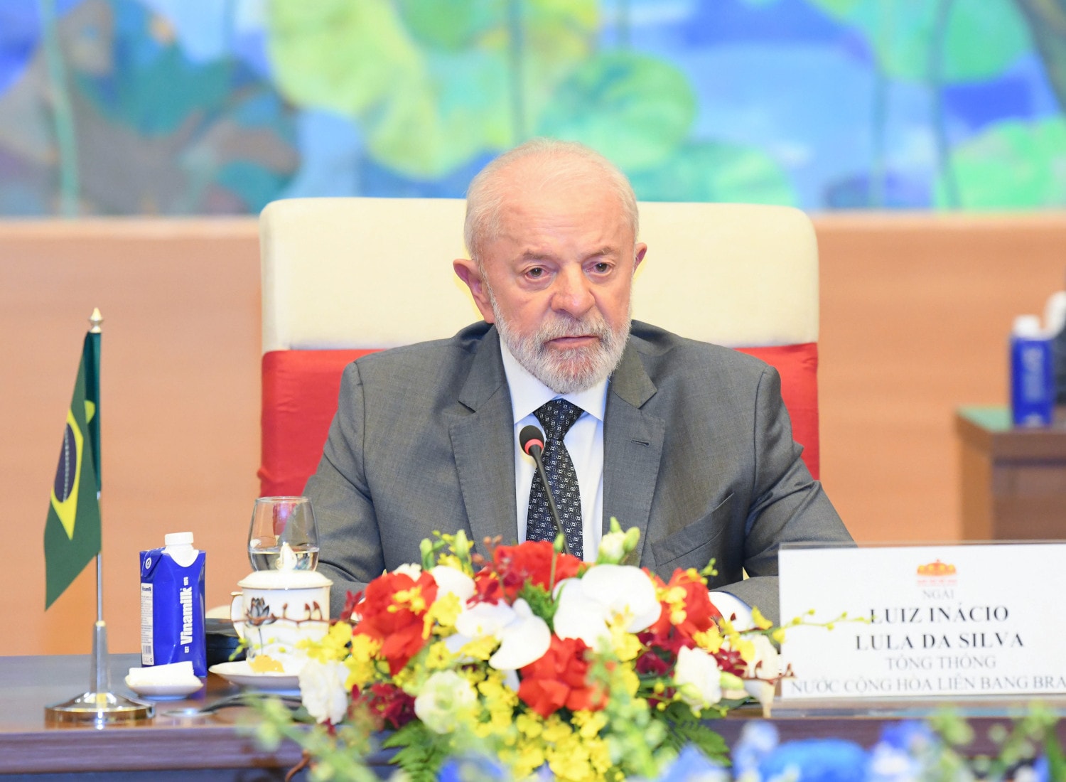 Tổng thống Brazil Luiz Inácio Lula da Silva phát biểu tại cuộc hội kiến. Ảnh: Lâm Hiển