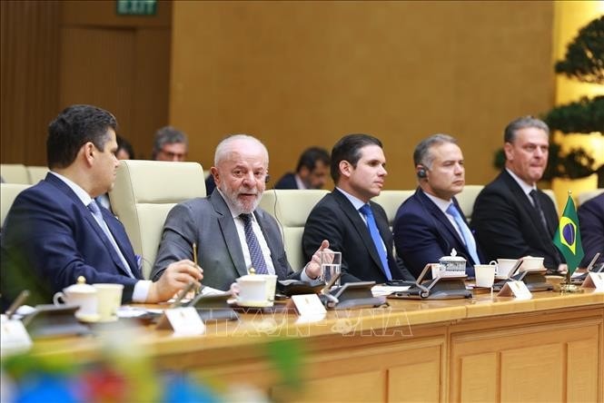 Tổng thống Brazil Luiz Inácio Lula da Silva phát biểu tại cuộc hội kiến. Ảnh: Dương Giang/TTXVN