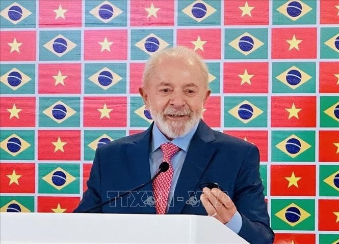 Tổng thống Luiz Inácio Lula da Silva phát biểu tại họp báo.