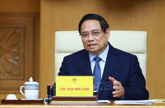 Thủ tướng Phạm Minh Chính phát biểu tại buổi tiếp. Ảnh: Dương Giang/TTXVN