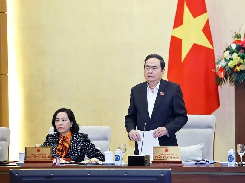 NA Chairman Tran Thanh Man speaks at the meeting on March 31. (Photo: VNA) z6461856399452-fab8b5be7dda17ff3a8c24a765aa6114.jpg