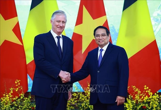 Thủ tướng Phạm Minh Chính hội kiến Nhà Vua Vương quốc Bỉ Philippe thăm cấp Nhà nước đến Việt Nam. Ảnh: Dương Giang/TTXVN