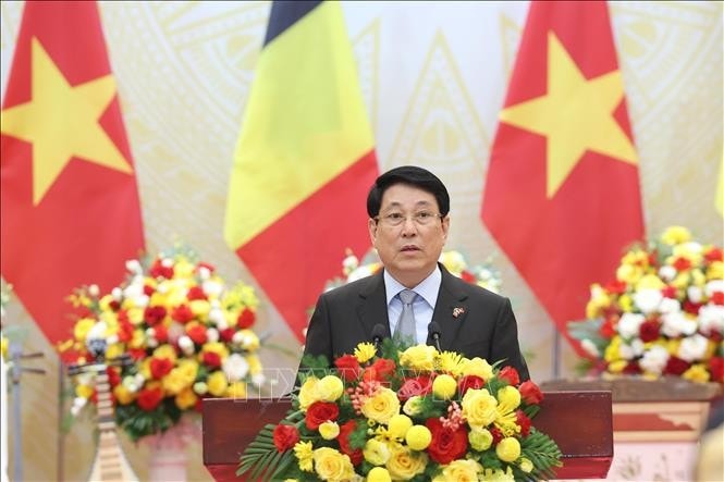 Chủ tịch nước Lương Cường phát biểu chào mừng. Ảnh: Lâm Khánh/TTXVN