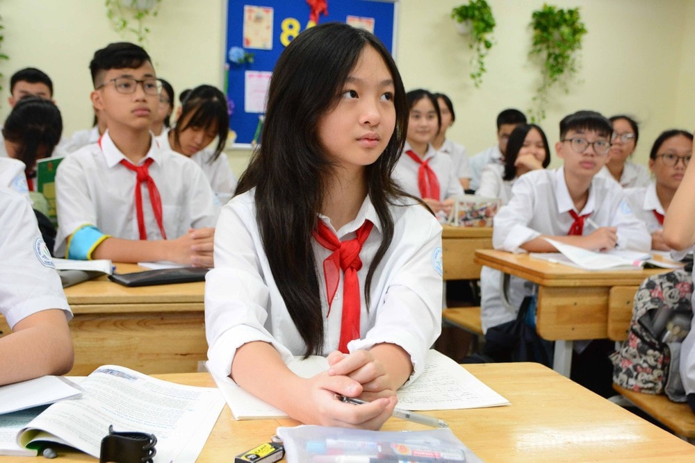Học sinh Trường THCS Chương Dương, TP. Hà Nội. Ảnh: Quốc Việt
