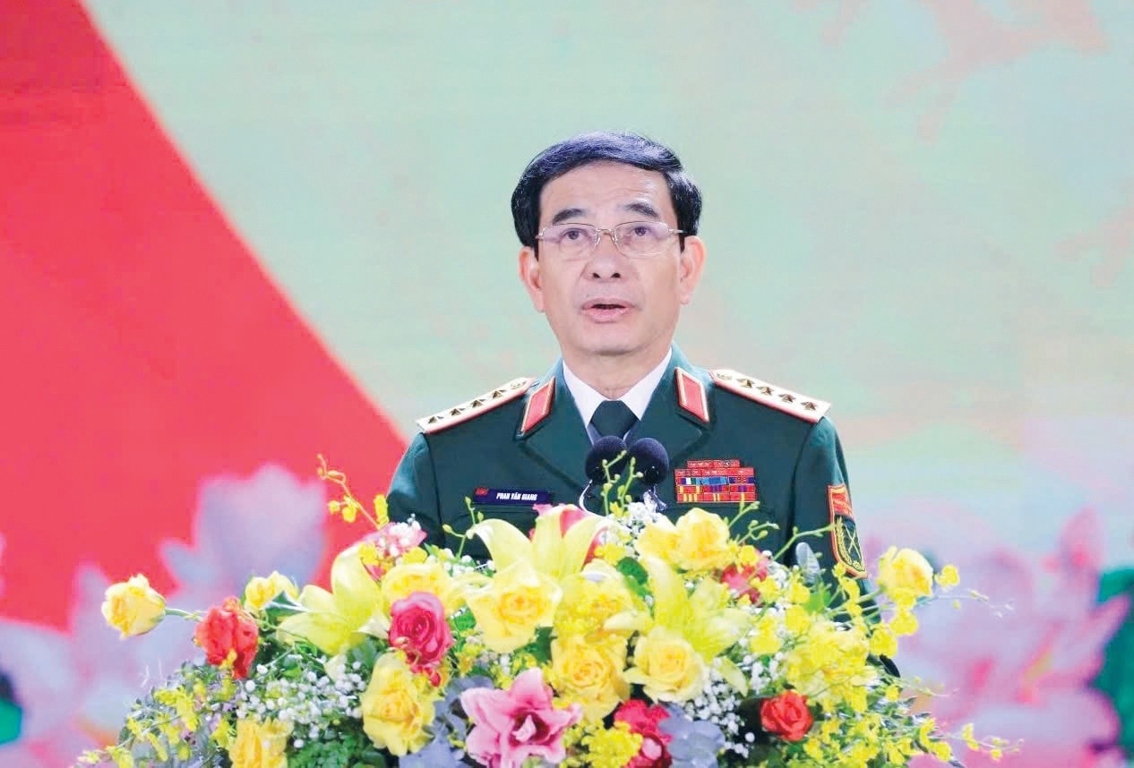 Bộ trưởng Bộ Quốc phòng, Đại tướng Phan Văn Giang phát biểu tại lễ kỷ niệm