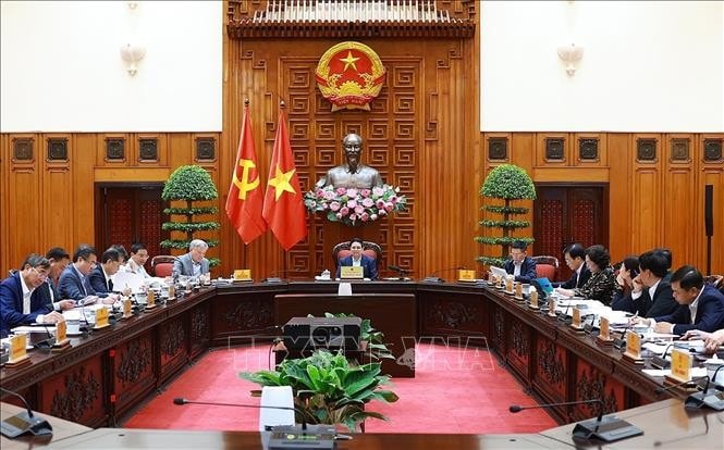 Phiên họp thứ nhất của Ban Chỉ đạo về Trung tâm tài chính khu vực và quốc tế. Ảnh: Dương Giang/TTXVN