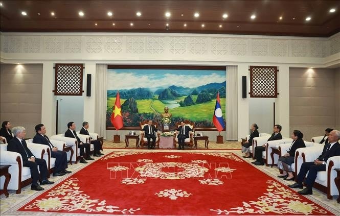 Tổng Bí thư Tô Lâm gặp Tổng Bí thư, Chủ tịch nước Lào Thongloun Sisoulith. Ảnh: Thống Nhất/TTXVN