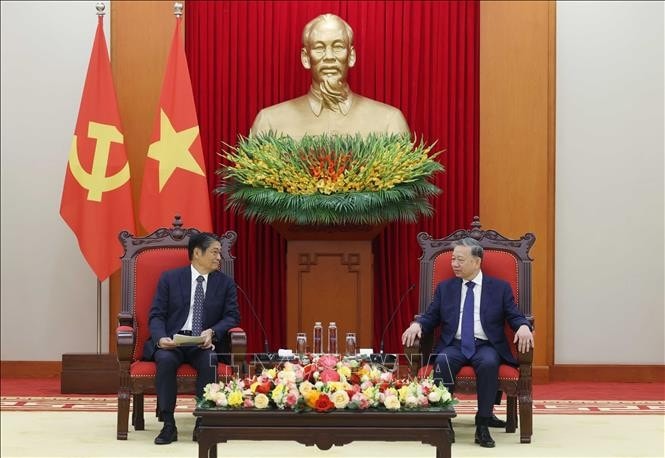 Tổng Bí thư Tô Lâm tiếp Đại sứ Nhật Bản tại Việt Nam Ito Naoki. Ảnh: Thống Nhất/TTXVN