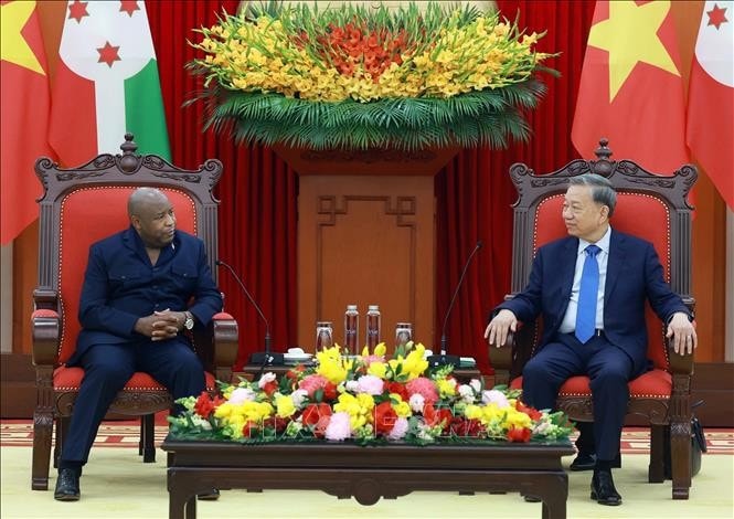 Tổng Bí thư Tô Lâm tiếp Tổng thống nước Cộng hòa Burundi Évariste Ndayishimiye. Ảnh: Thống Nhất/TTXVN