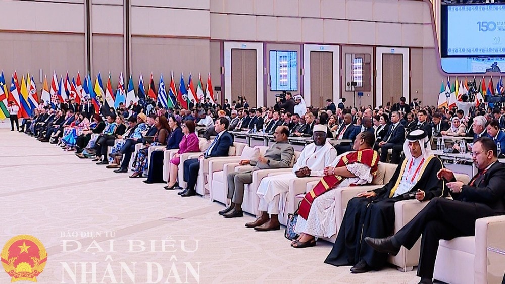 Delegates at the general debate of the 150th Assembly of the Inter-Parliamentary Union (IPU-150) in Tashkent, Uzbekistan, on April 6 morning. (Photo: Lam Giang) img-9196.jpg