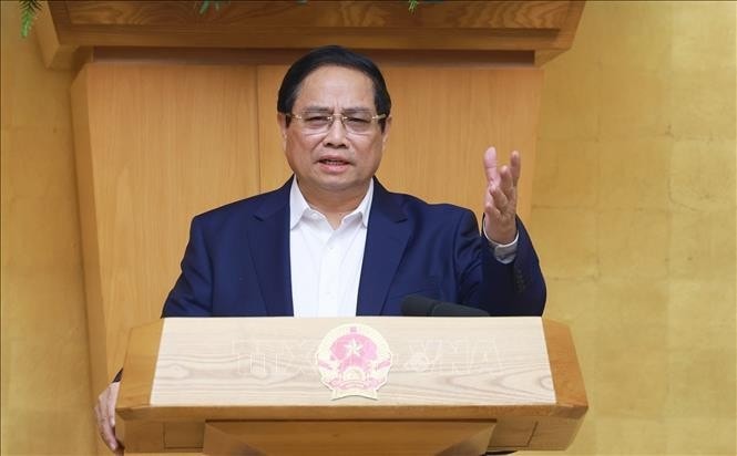 Thủ tướng Phạm Minh Chính chủ trì Phiên họp Chính phủ thường kỳ tháng 3.2025. Ảnh: Dương Giang/TTXVN