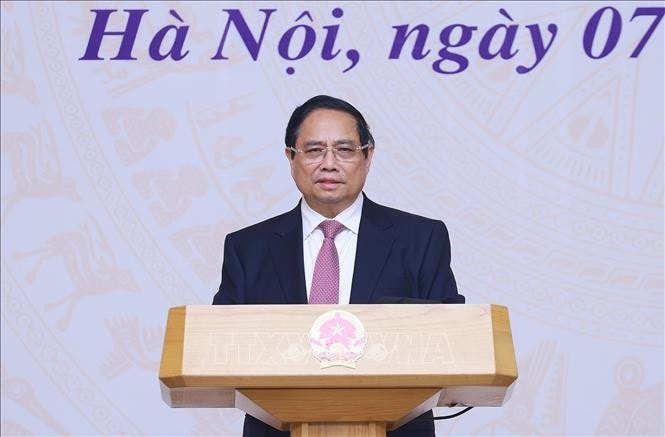 Thủ tướng Phạm Minh Chính khai mạc Hội nghị về thương mại quốc tế. Ảnh: Dương Giang/TTXVN