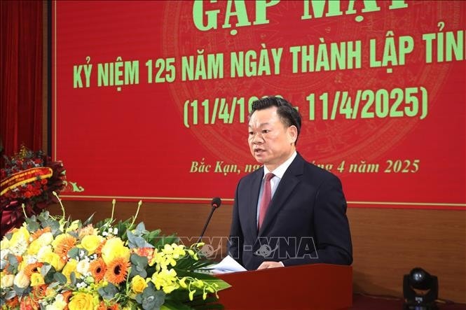 Bí thư tỉnh ủy Bắc Kạn Hoàng Duy Chinh phát biểu. Ảnh: Vũ Hoàng Giang/TTXVN