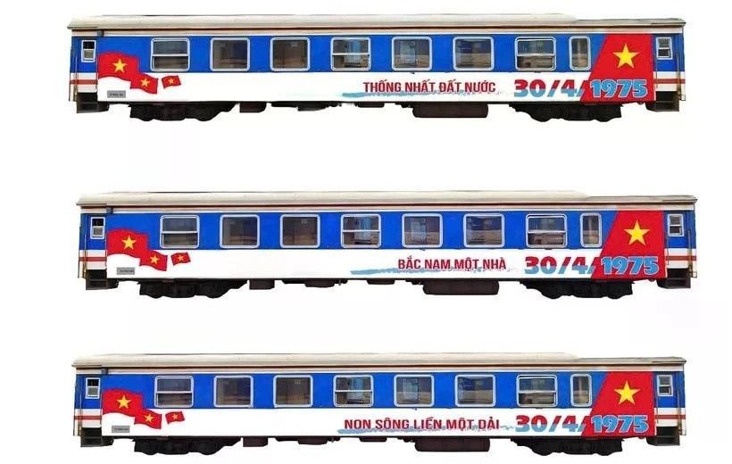 Artistic rendering of the “Thong Nhat train,” designed to commemorate the 50th anniversary of the liberation of the South and national reunification. (Photo: VNR) historic-train-marking-50-years-of-reunification-vna.jpg