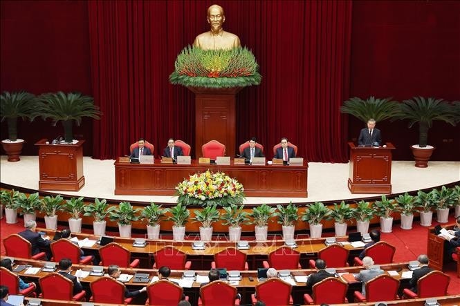 Tổng Bí thư Tô Lâm phát biểu khai mạc Hội nghị lần thứ 11 Ban Chấp hành Trung ương Đảng khóa XIII. Ảnh: TTXVN