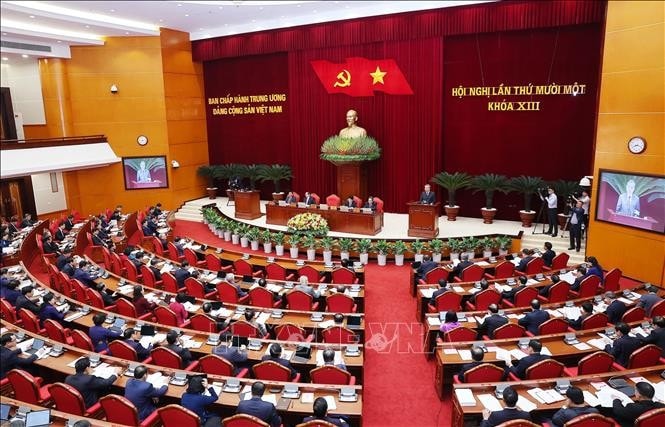Quang cảnh Phiên khai mạc Hội nghị lần thứ 11 Ban Chấp hành Trung ương Đảng khóa XIII. Ảnh: TTXVN